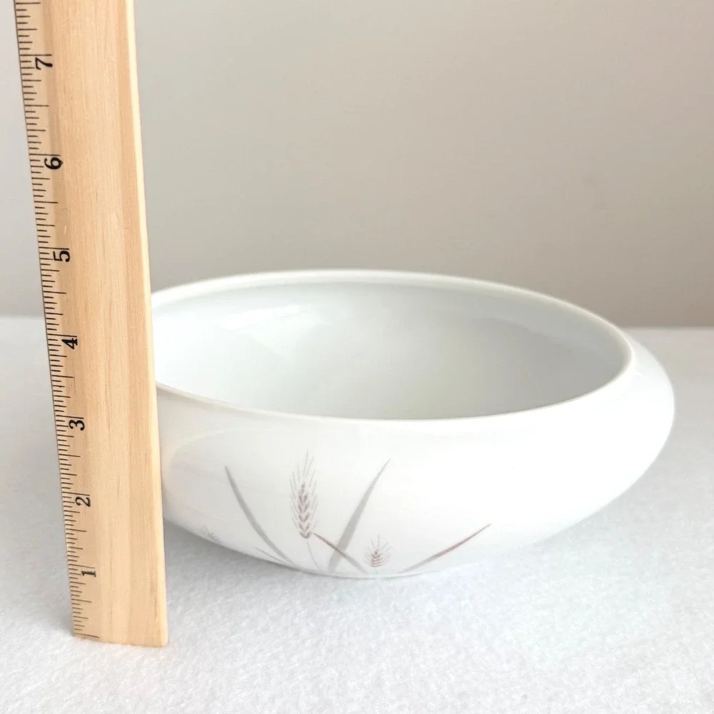 Platinum Wheat Serving Bowl Fine China 8.5 Inch White Elegant Japan MCM Decor